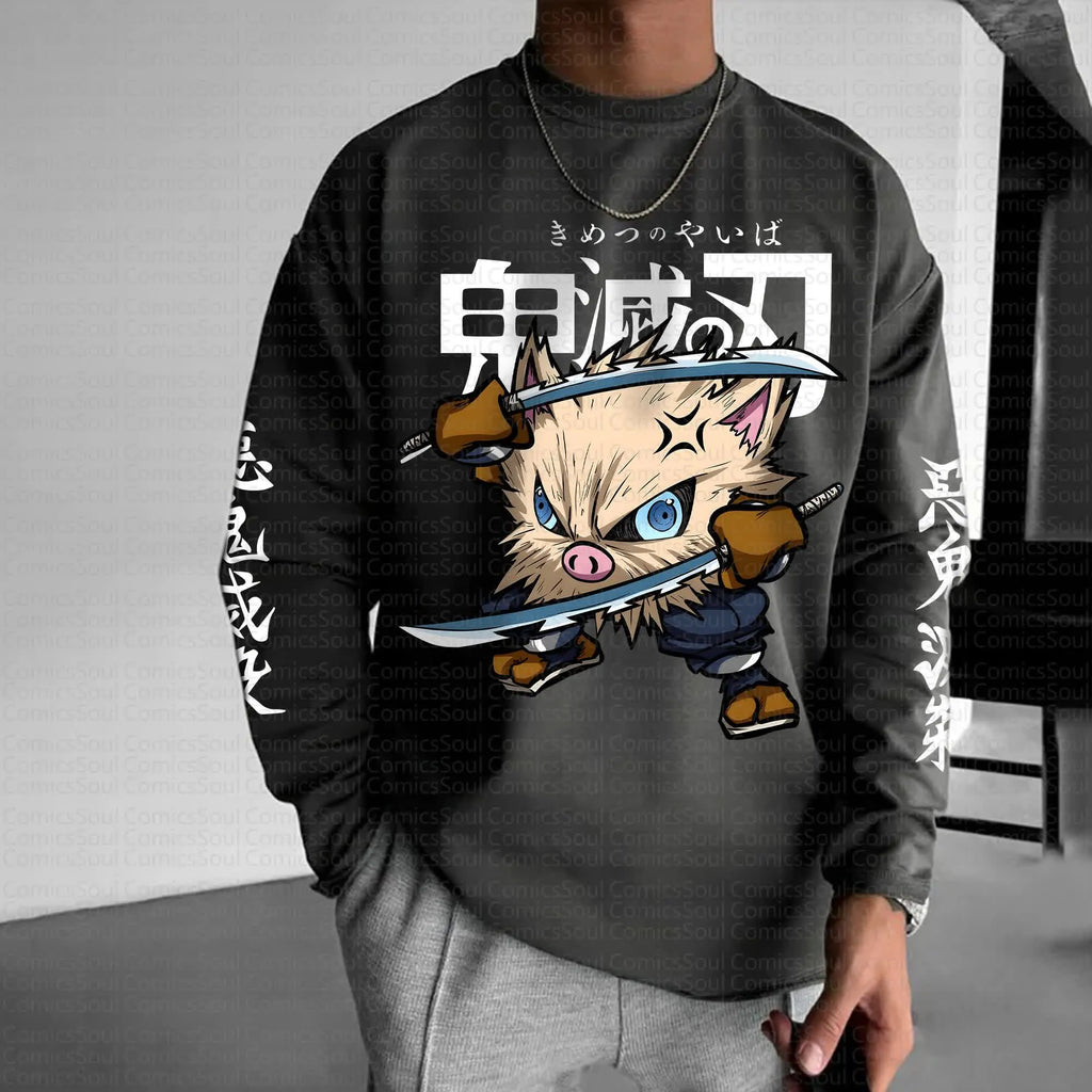 Unisex “Comicssoul X Comicssoul” Anime Graphic Streetwear Vintage Long-Sleeved T-shirt