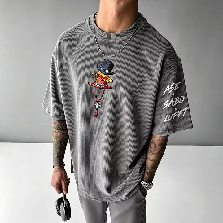 Anime Vintage Waffle Knit T-Shirt