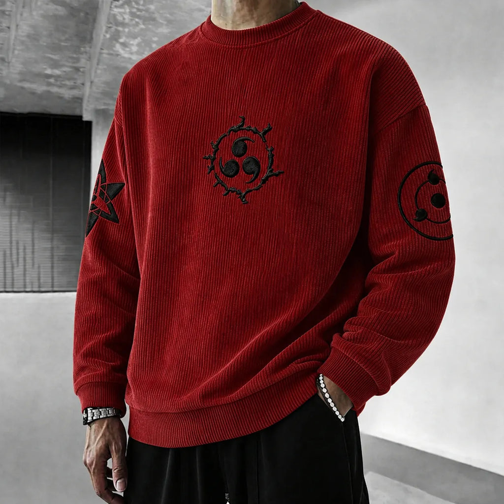 Unisex Retro Corduroy Sweatshirt In Anime Style