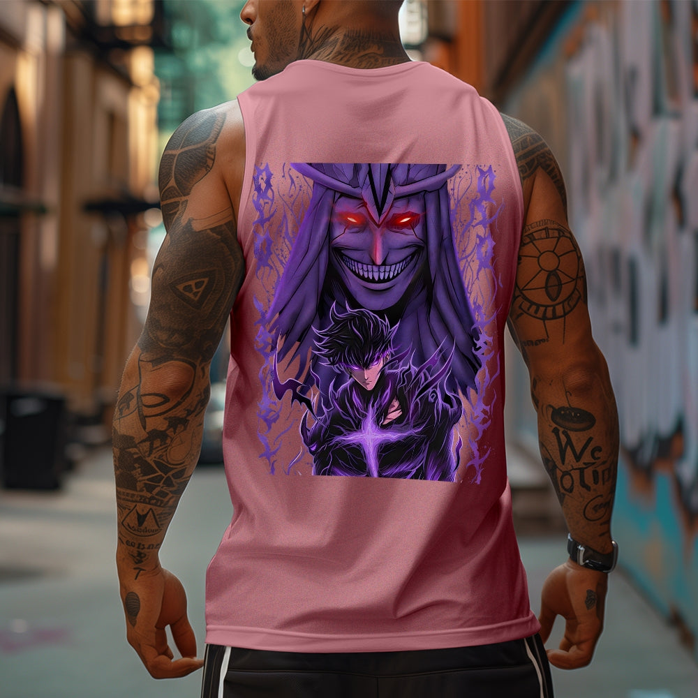 Oversized Anime Print Gym Tank Top