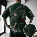 Unisex Anime-Style Retro Corduroy Oversized T-Shirt