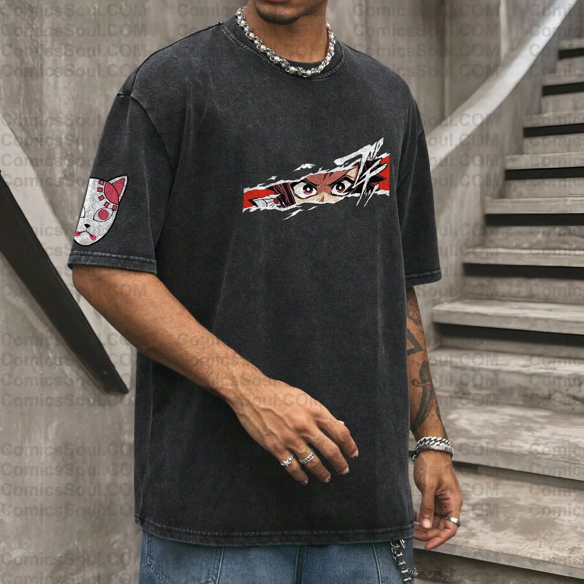 Vintage 3D Direct Inkjet Printed Washed Unisex T-Shirt