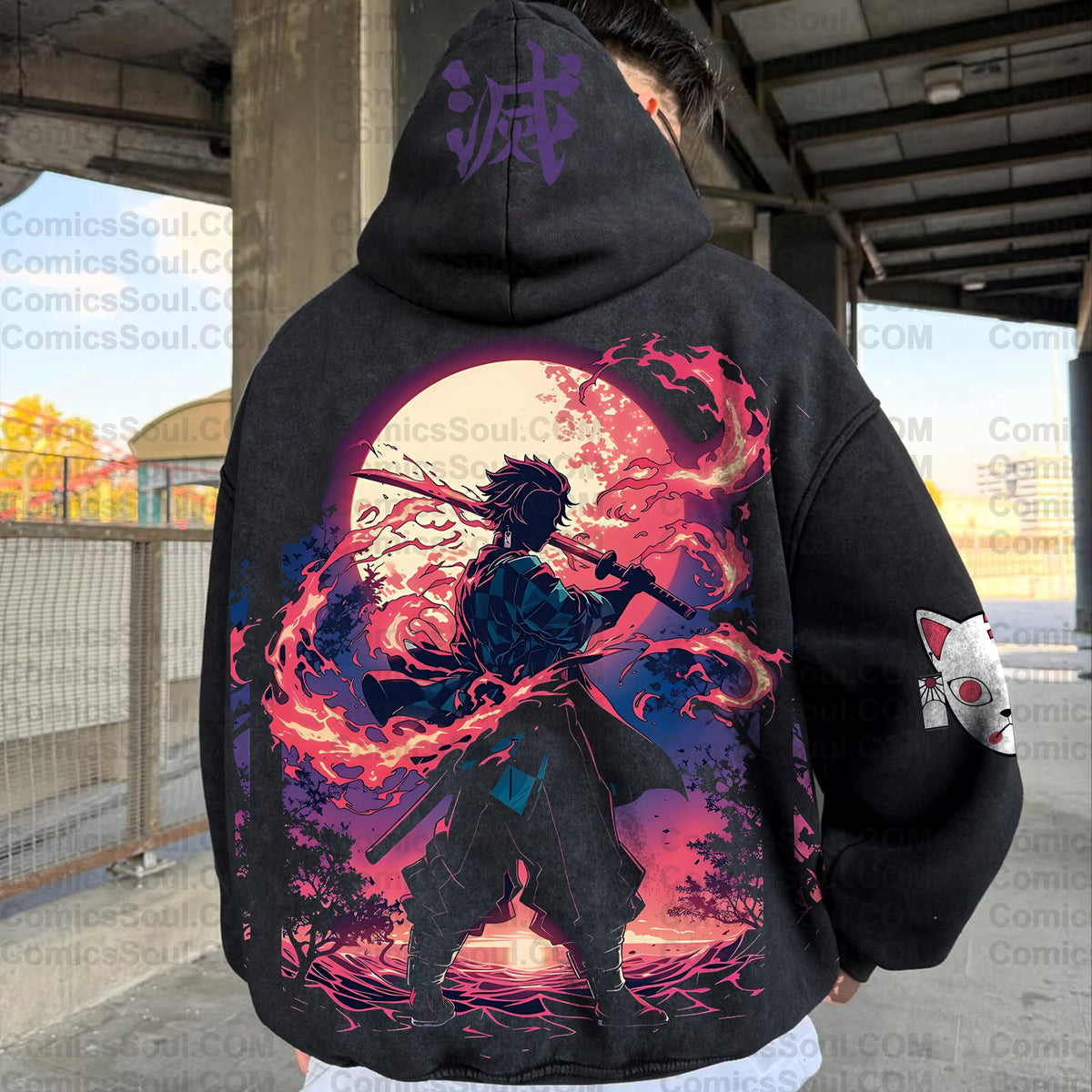 Vintage 3D Direct-Inkling Print Washed Unisex Hoodie