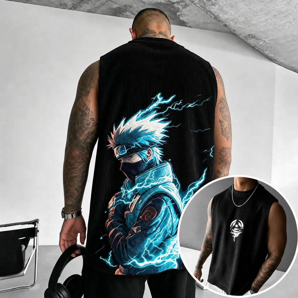 Unisex Anime-Style Retro Corduroy Tank Top