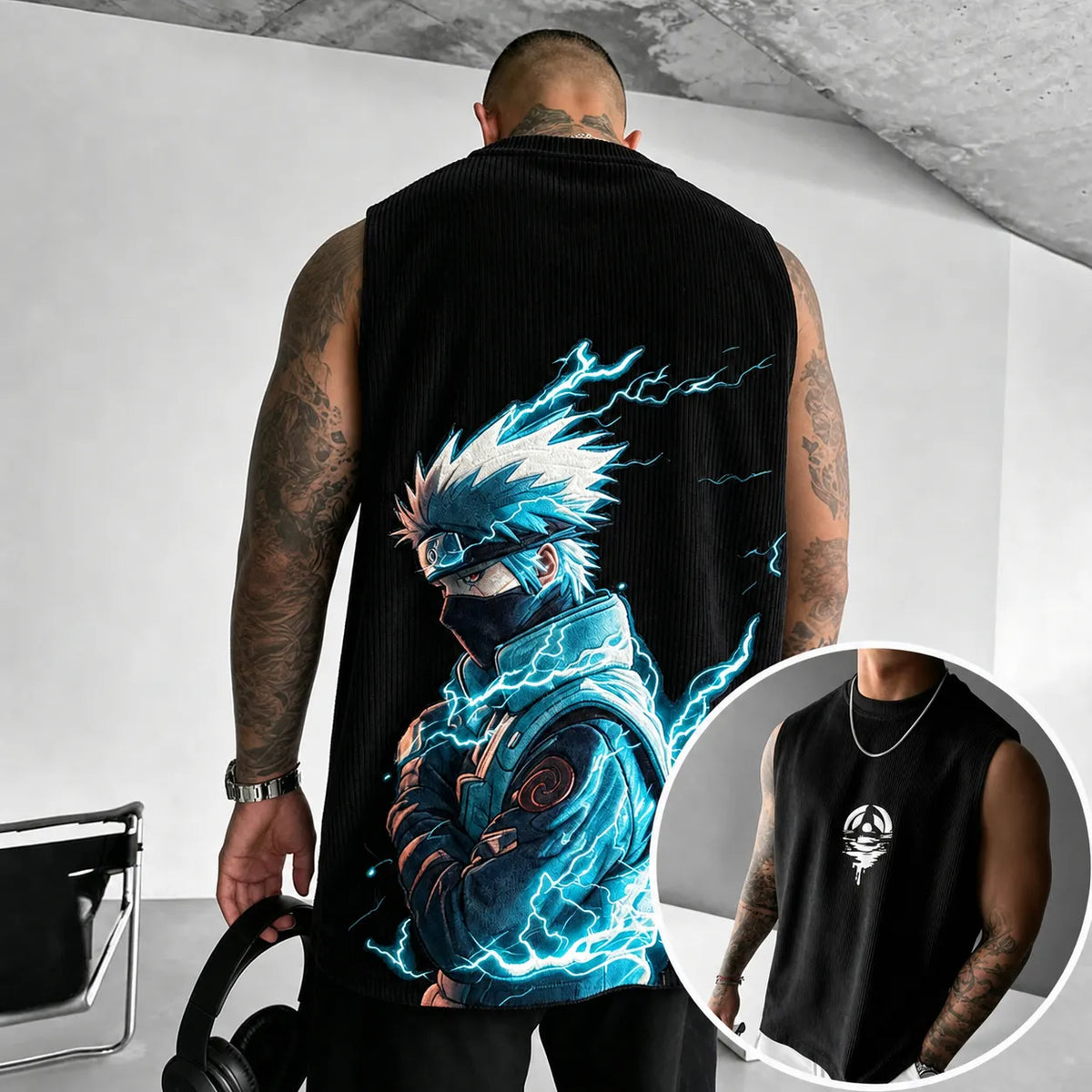Unisex Anime-Style Retro Corduroy Tank Top