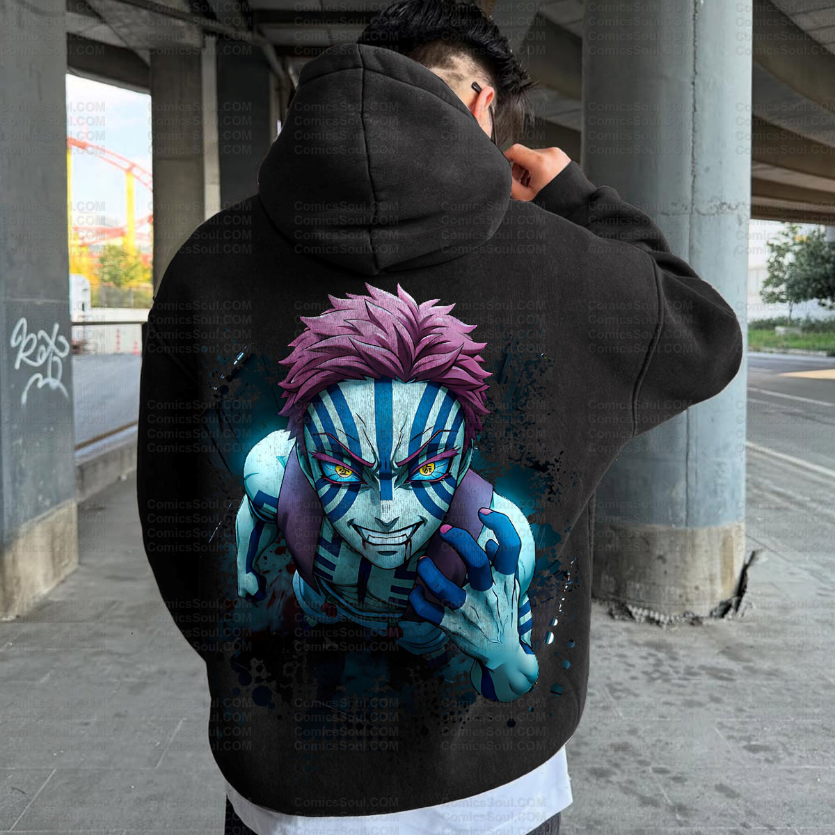 Unisex Anime Graphic Water wash Streetwear Vintage Hoodie