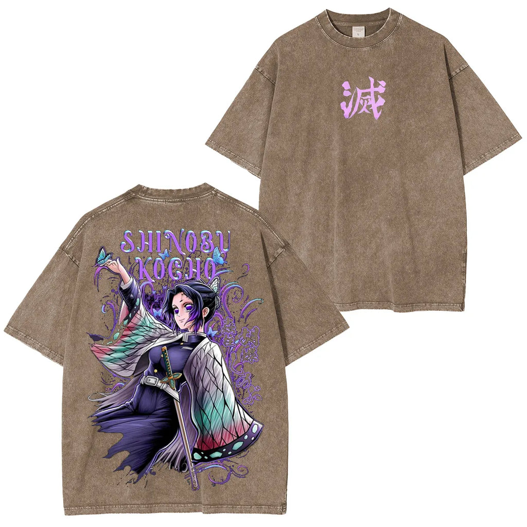 Kochou Shinobu ,KNY Anime Unisex Washed T-Shirt