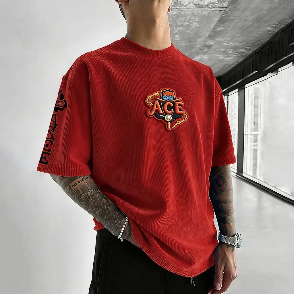 Unisex Anime Inspired Vintage Corduroy T-Shirt