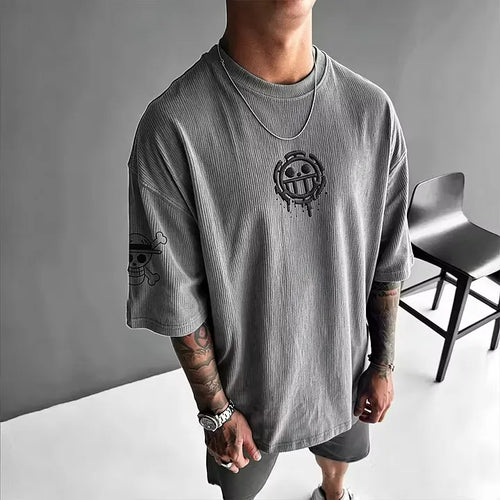 Anime Vintage Waffle Knit T-Shirt