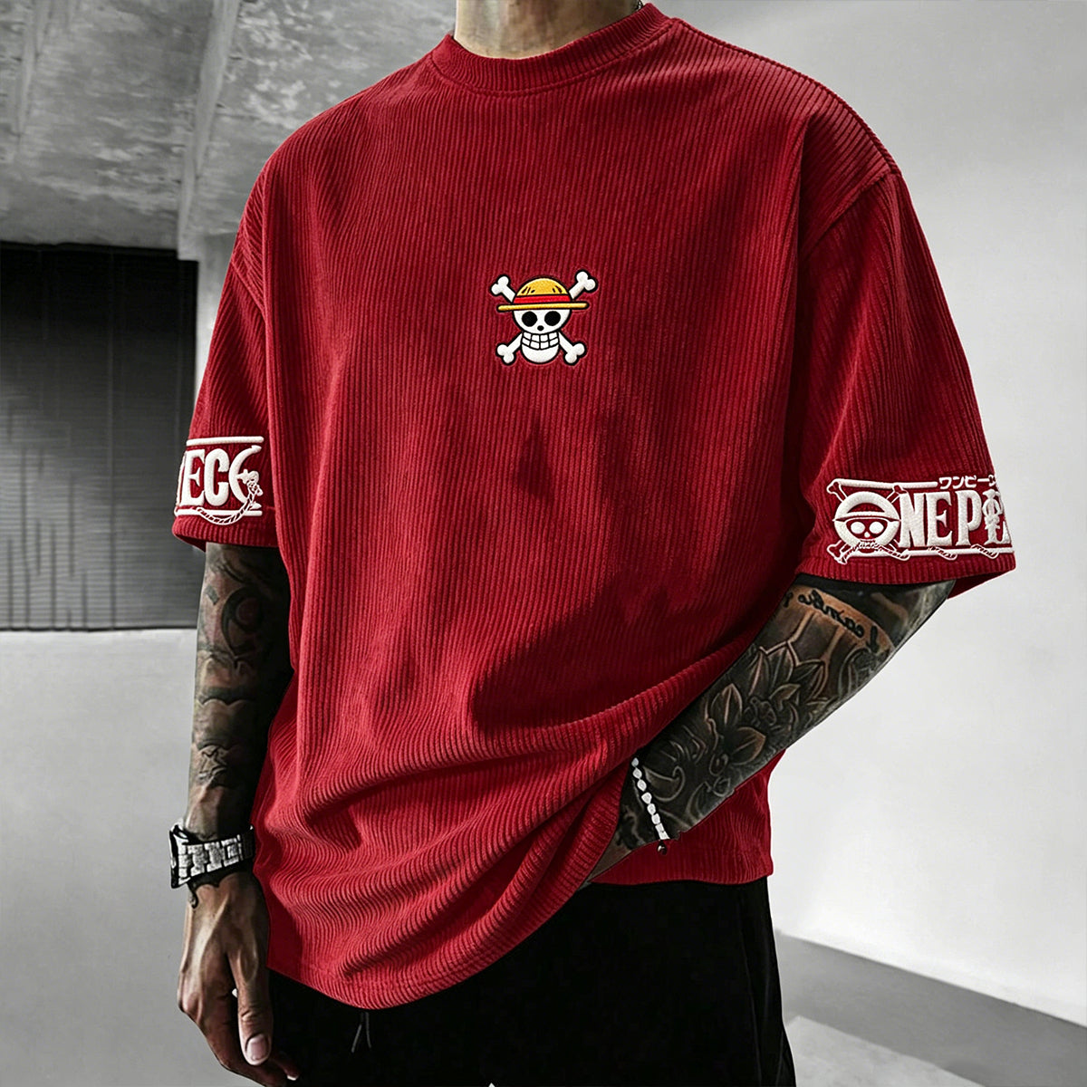 Unisex Anime Inspired Vintage Corduroy T-Shirt