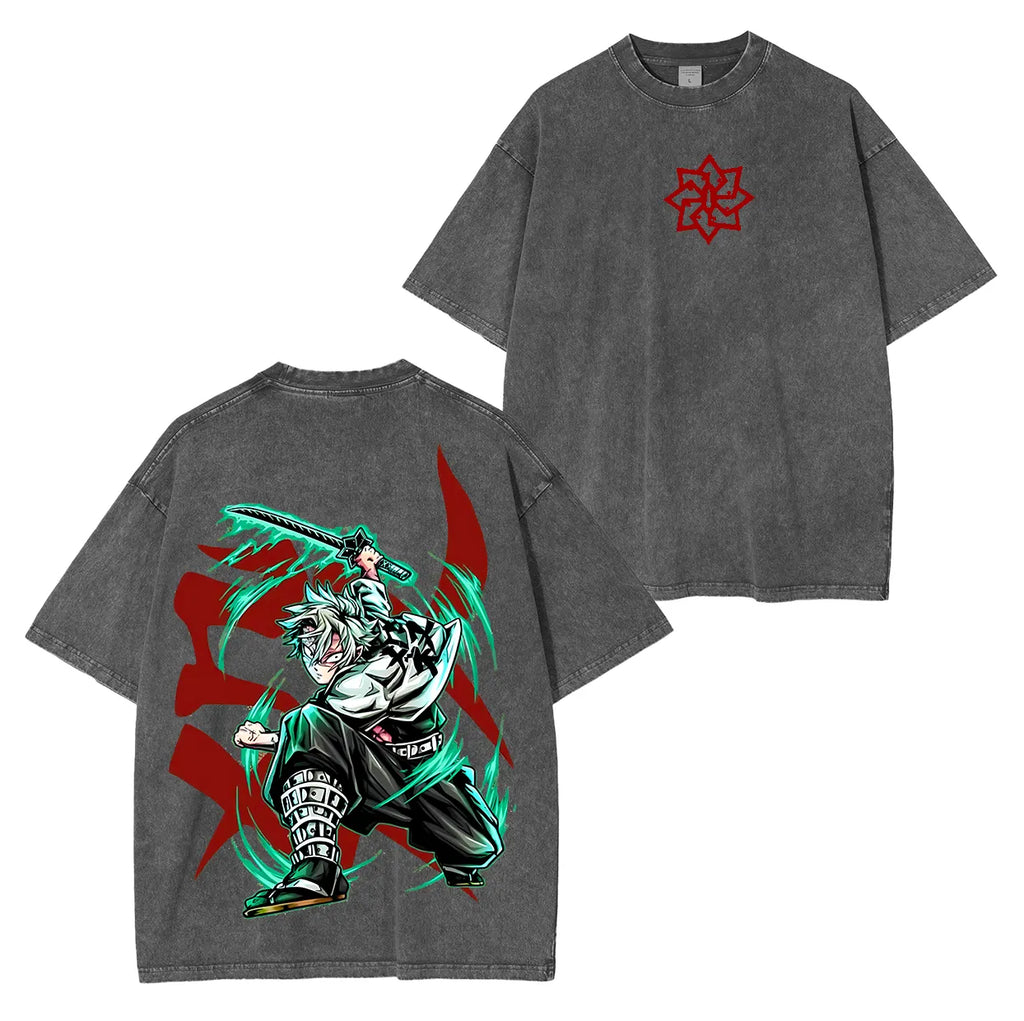 Wind Hashira Sanemi Shinazugawa ,KNY Anime Unisex Washed T-Shirt