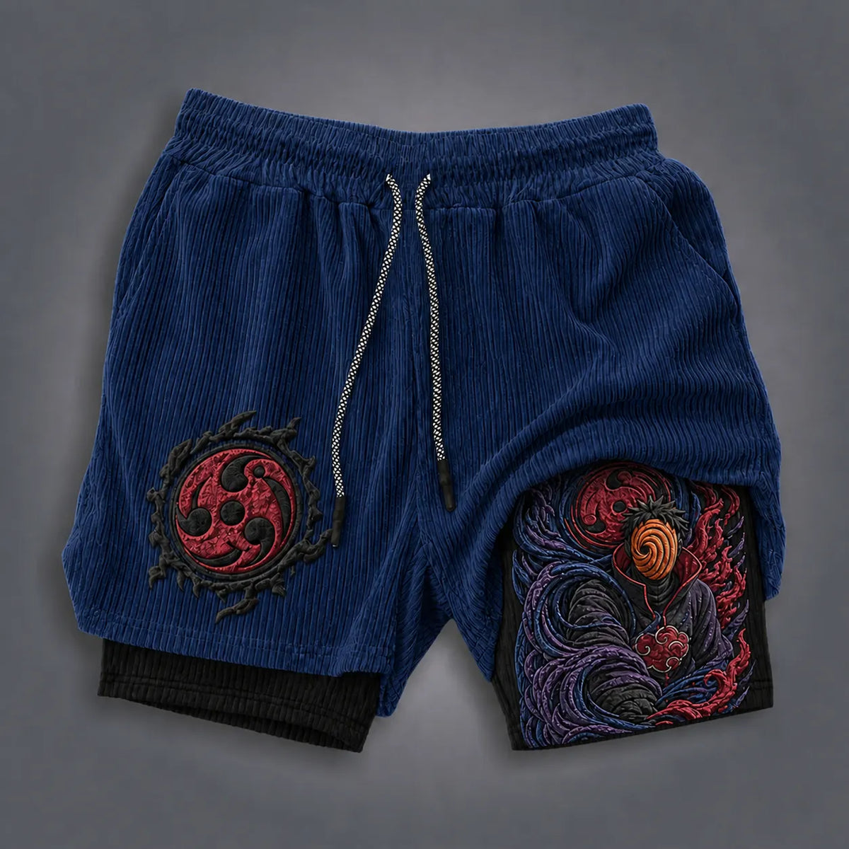 Unisex Double-layer Shorts With Anime Print