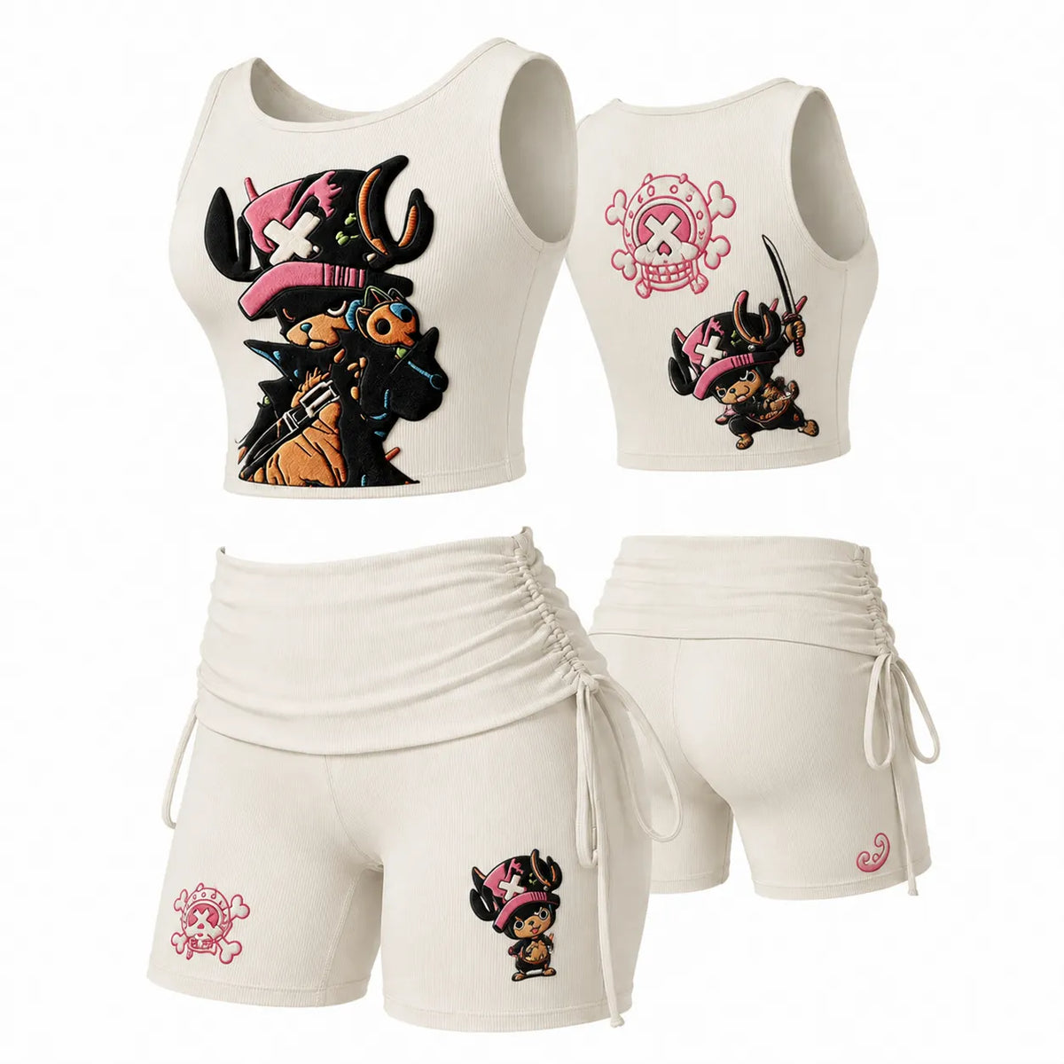 Women's Anime-Print Tank Top And Shorts Sports Set