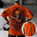 Unisex Anime-Style Retro Corduroy Oversized T-Shirt