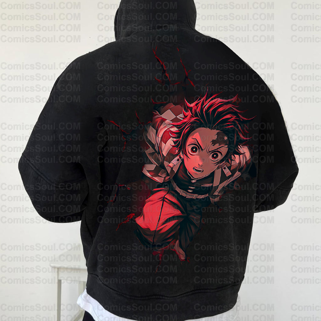 Vintage 3D Direct Inkjet Printed Washed Unisex Plush Hoodie| KNY