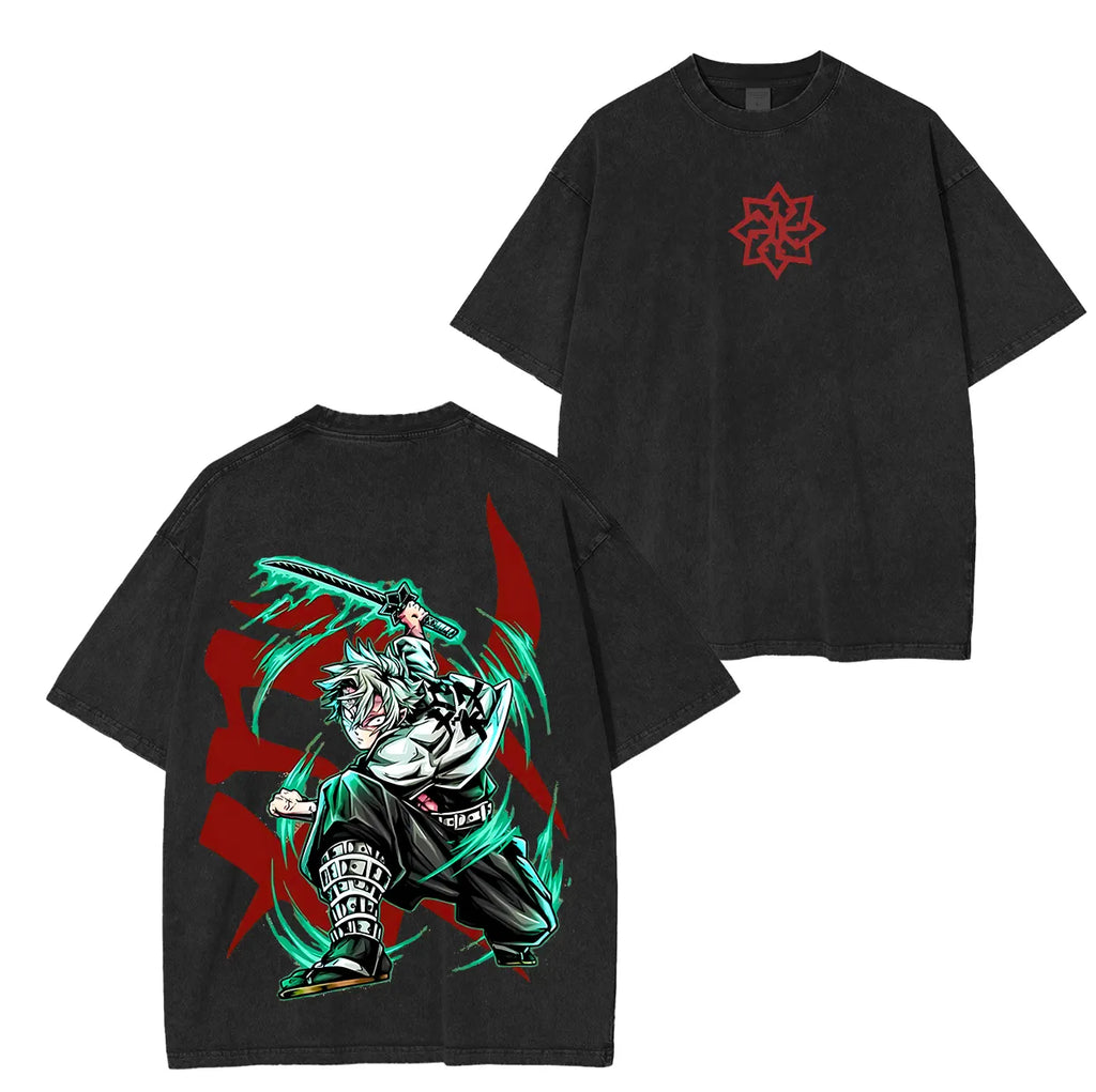 Wind Hashira Sanemi Shinazugawa ,KNY Anime Unisex Washed T-Shirt