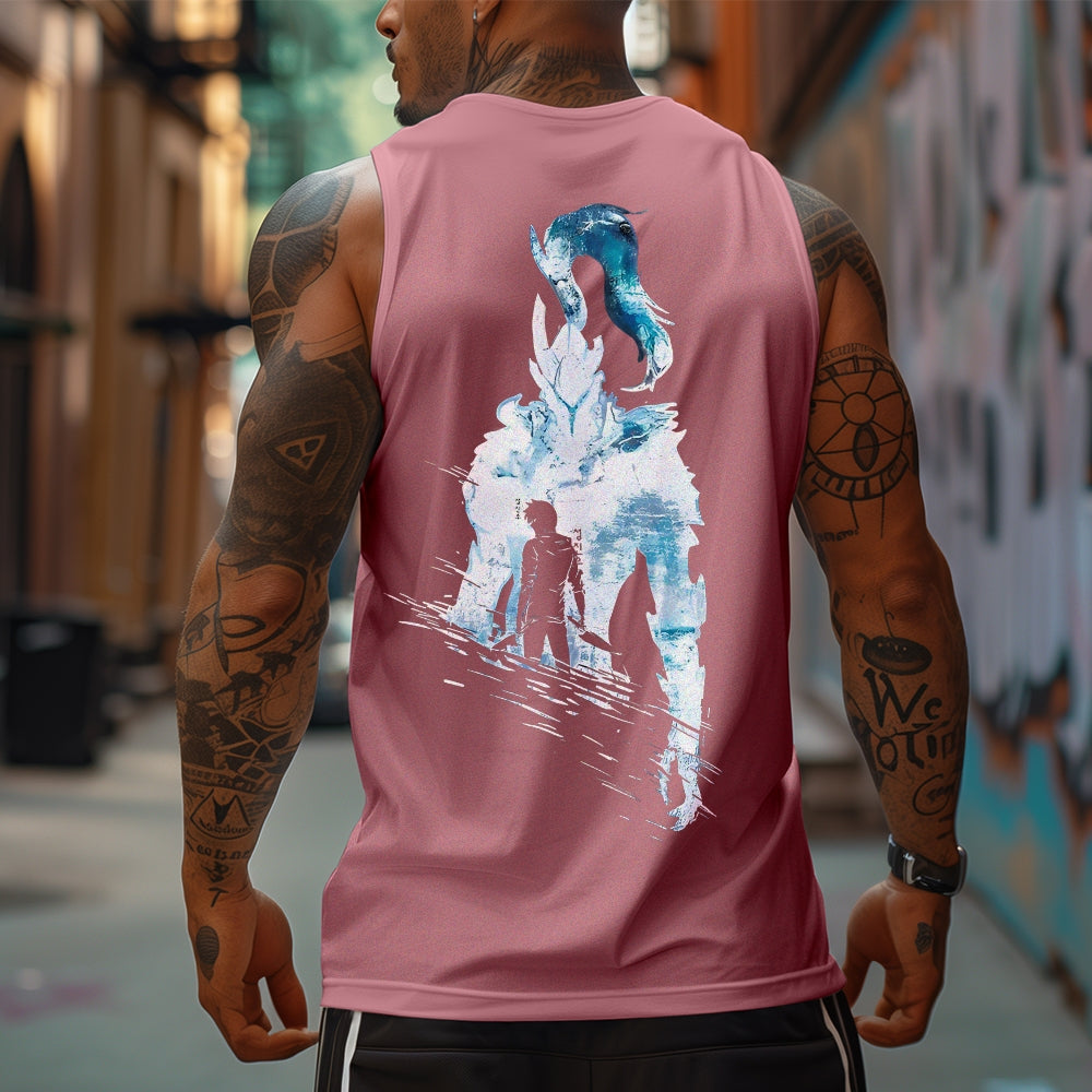 Oversized Anime Print Gym Tank Top
