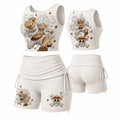 Women's Anime-Print Tank Top And Shorts Sports Set