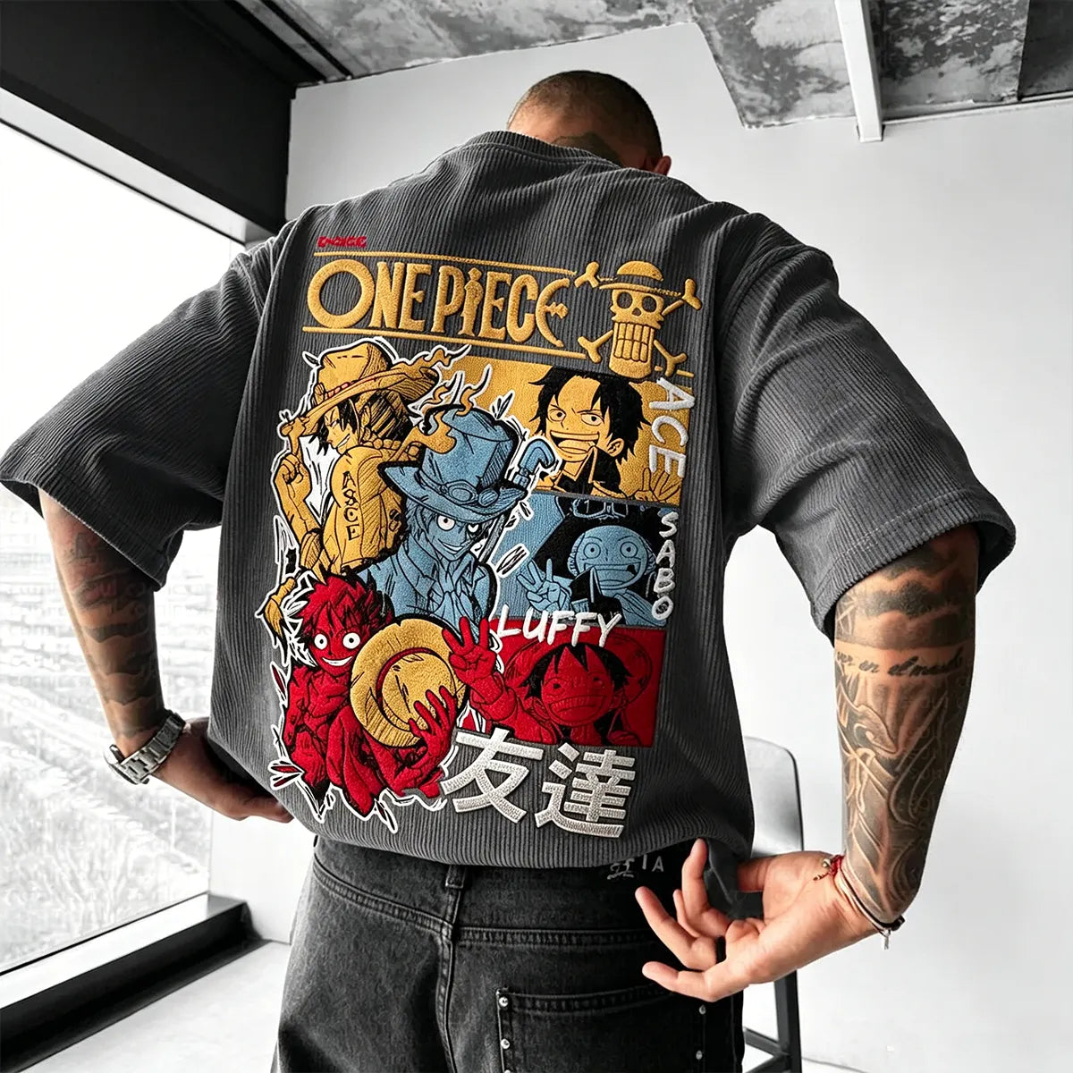 Unisex Anime Inspired Vintage Corduroy T-Shirt