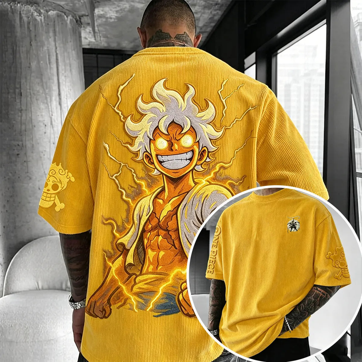 Unisex Anime Inspired Vintage Corduroy T-Shirt