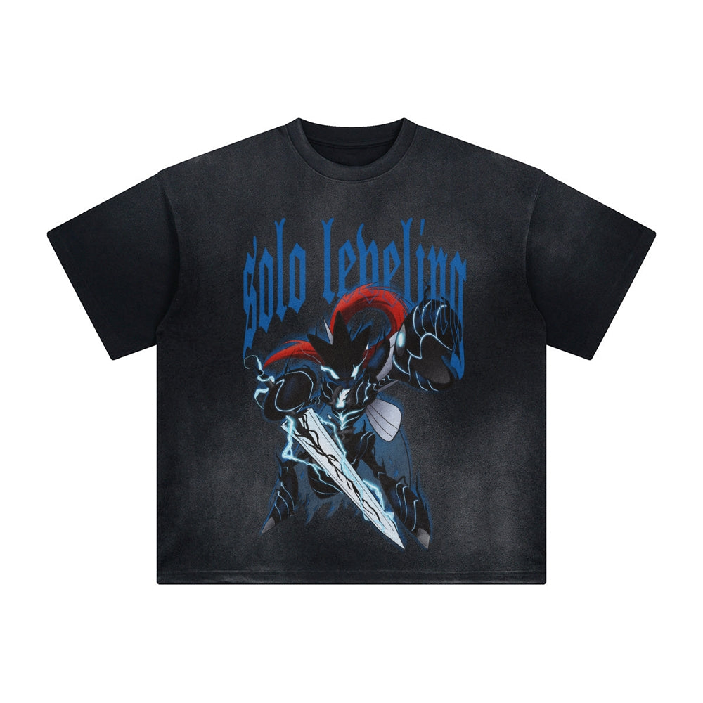 Unisex Anime Inspired Washed  Vintage T-Shirt