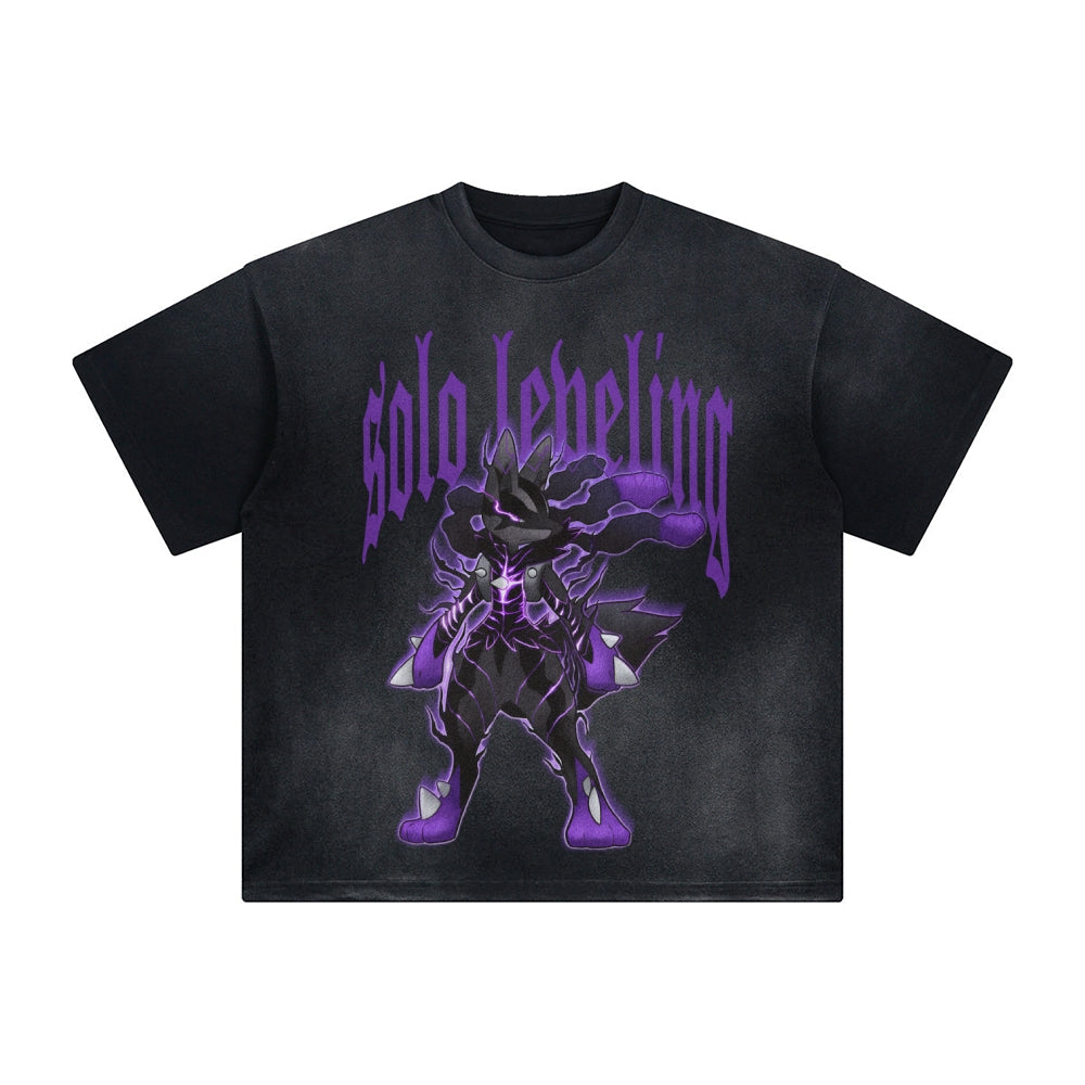 Unisex Anime Inspired Washed  Vintage T-Shirt