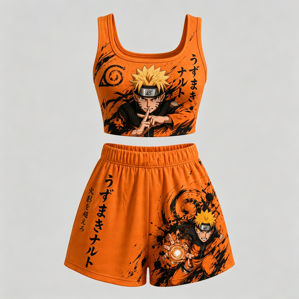 Naruto Vest and shorts Two-Piece Set | Anime Graphic