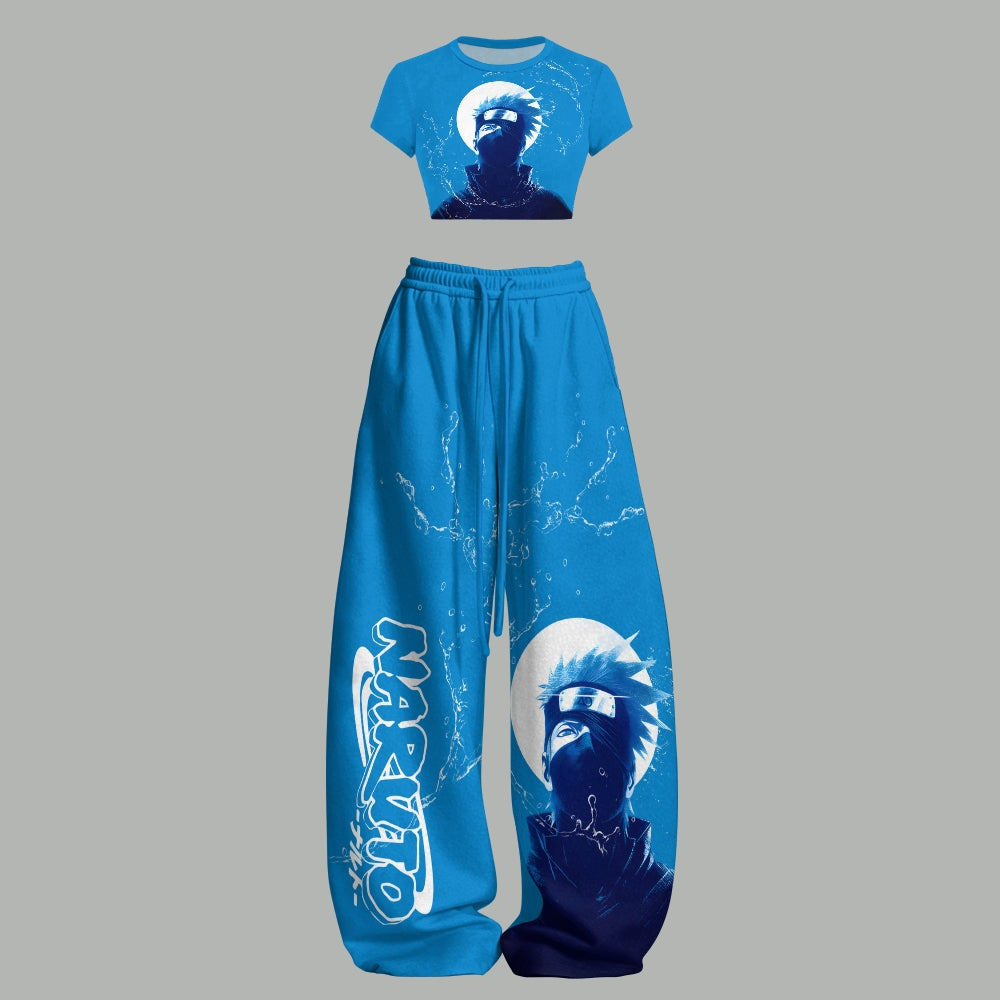 NARUTO Women T-Shirt  & Elasticated Trousers Two-Piece Set | Anime Graphic