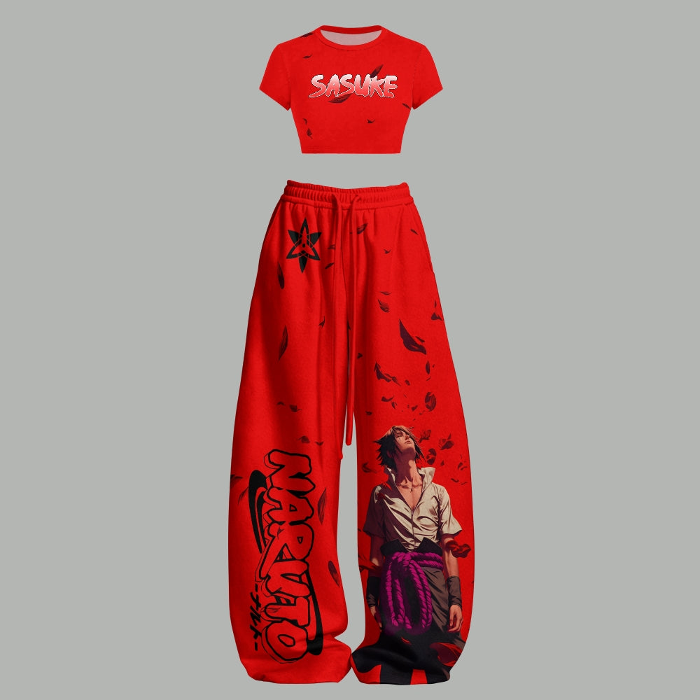NARUTO Women T-Shirt  & Elasticated Trousers Two-Piece Set | Anime Graphic