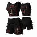 Women's Anime-Print Tank Top And Shorts Sports Set