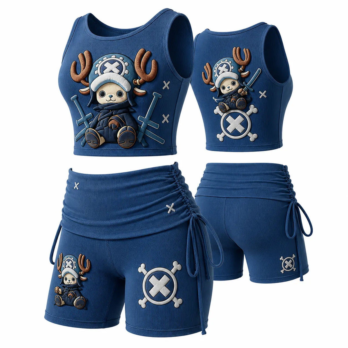 Women's Anime-Print Tank Top And Shorts Sports Set