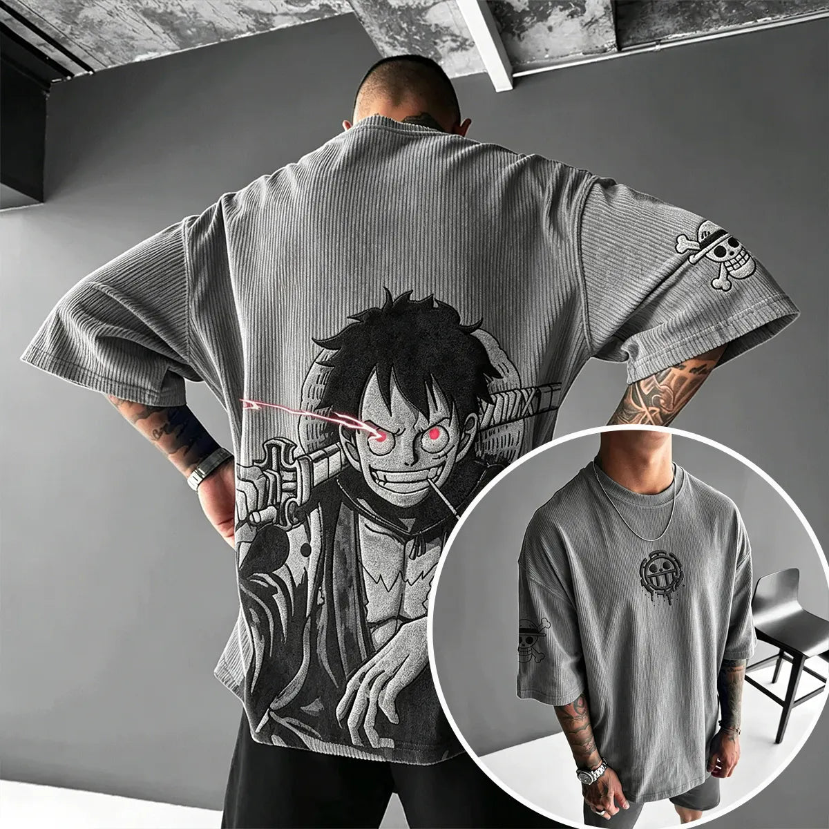 Unisex Anime Inspired Vintage Corduroy T-Shirt