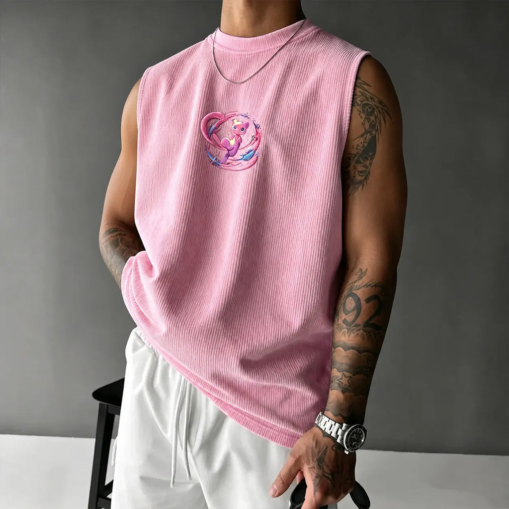 Unisex Anime-Style Retro Corduroy Tank Top