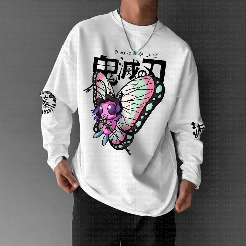 Unisex “Comicssoul X Comicssoul” Anime Graphic Streetwear Vintage Long-Sleeved T-shirt