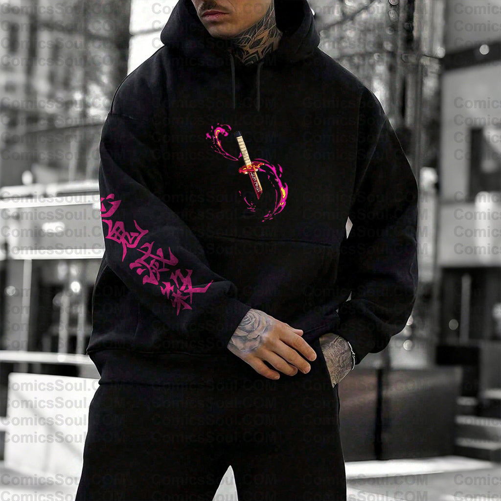 Plus Velvet Unisex Anime Graphic Streetwear Vintage Hoodie