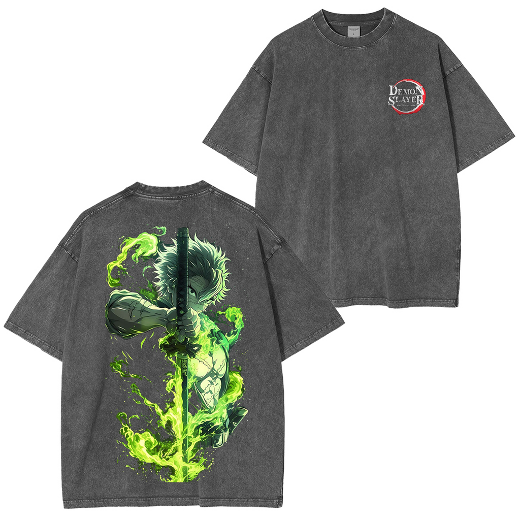 Wind Hashira,Demons Slayer Anime Unisex Washed T-Shirt| KNY