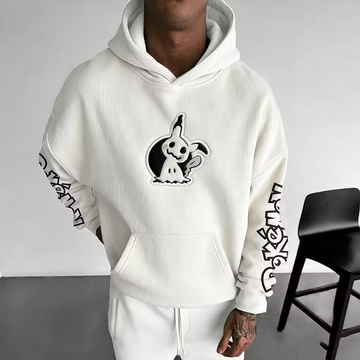Vintage Graphic Men Hoodie Loose Streetwear Pullover