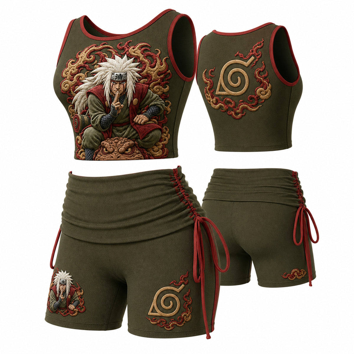 Women's Anime-Print Tank Top And Shorts Sports Set