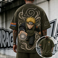 Unisex Anime-Style Retro Corduroy Oversized T-Shirt