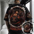 Unisex Short-Sleeve Corduroy T-Shirt With Anime Print