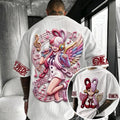 Unisex Anime-Style Retro Corduroy Oversized T-Shirt