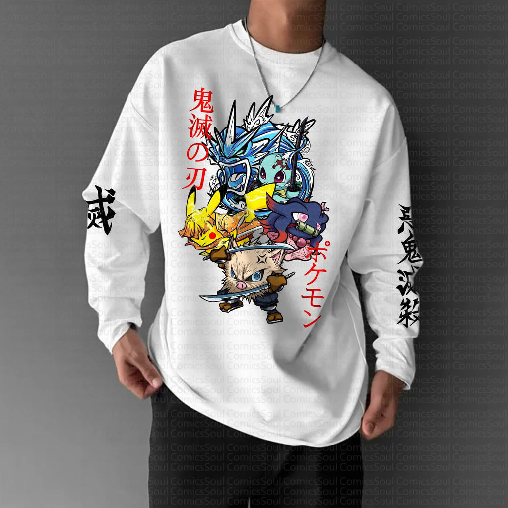 Unisex “Comicssoul X Comicssoul” Anime Graphic Streetwear Vintage Long-Sleeved T-shirt