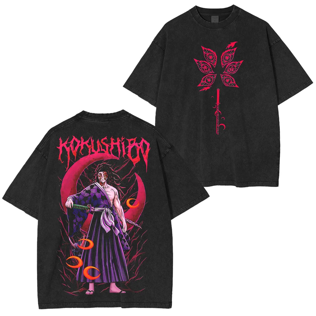 Kokushibo KNY Anime Unisex Washed T-Shirt