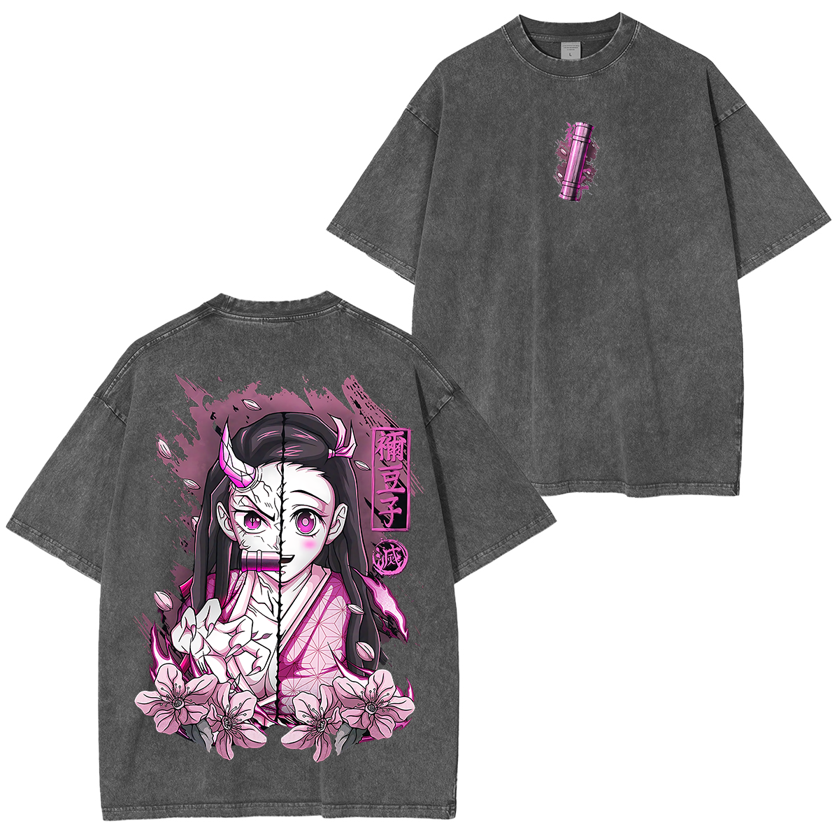 Nezuko Kamado, KNY Anime Unisex Washed T-Shirt