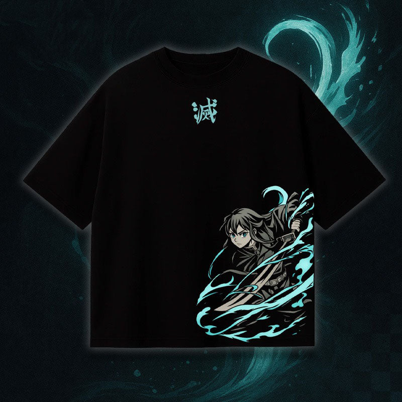 High-quality unisex anime graphic washed printed T-shirt| KNY