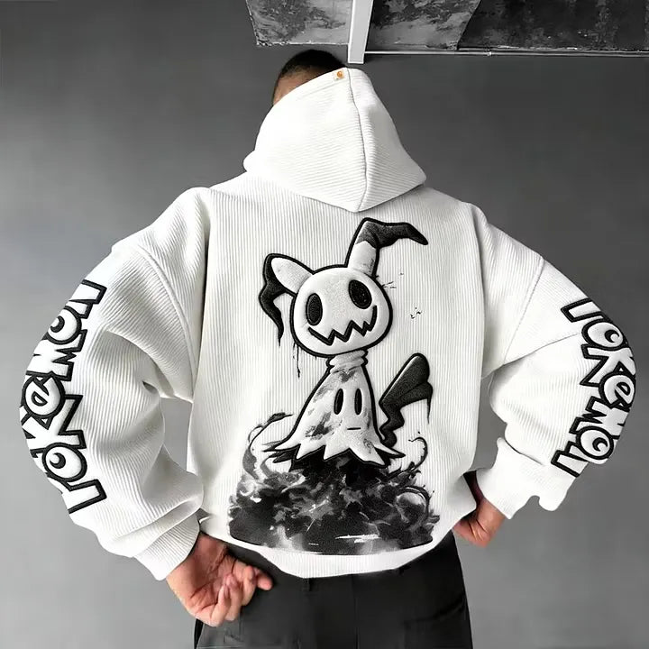 Vintage Graphic Men Hoodie Loose Streetwear Pullover