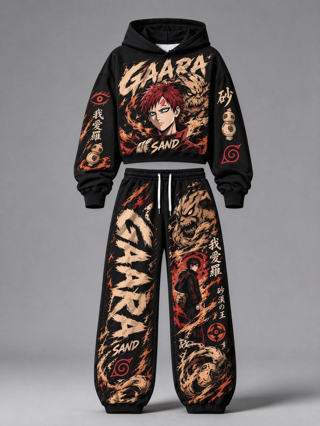 Gaara Women's Cropped Long Sleeve Hoodie & High Waist Jogger Pants Two Piece Tracksuit Set