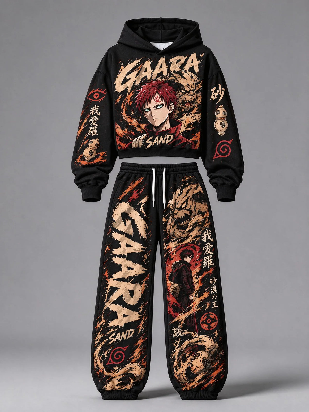 Gaara Women's Cropped Long Sleeve Hoodie & High Waist Jogger Pants Two Piece Tracksuit Set