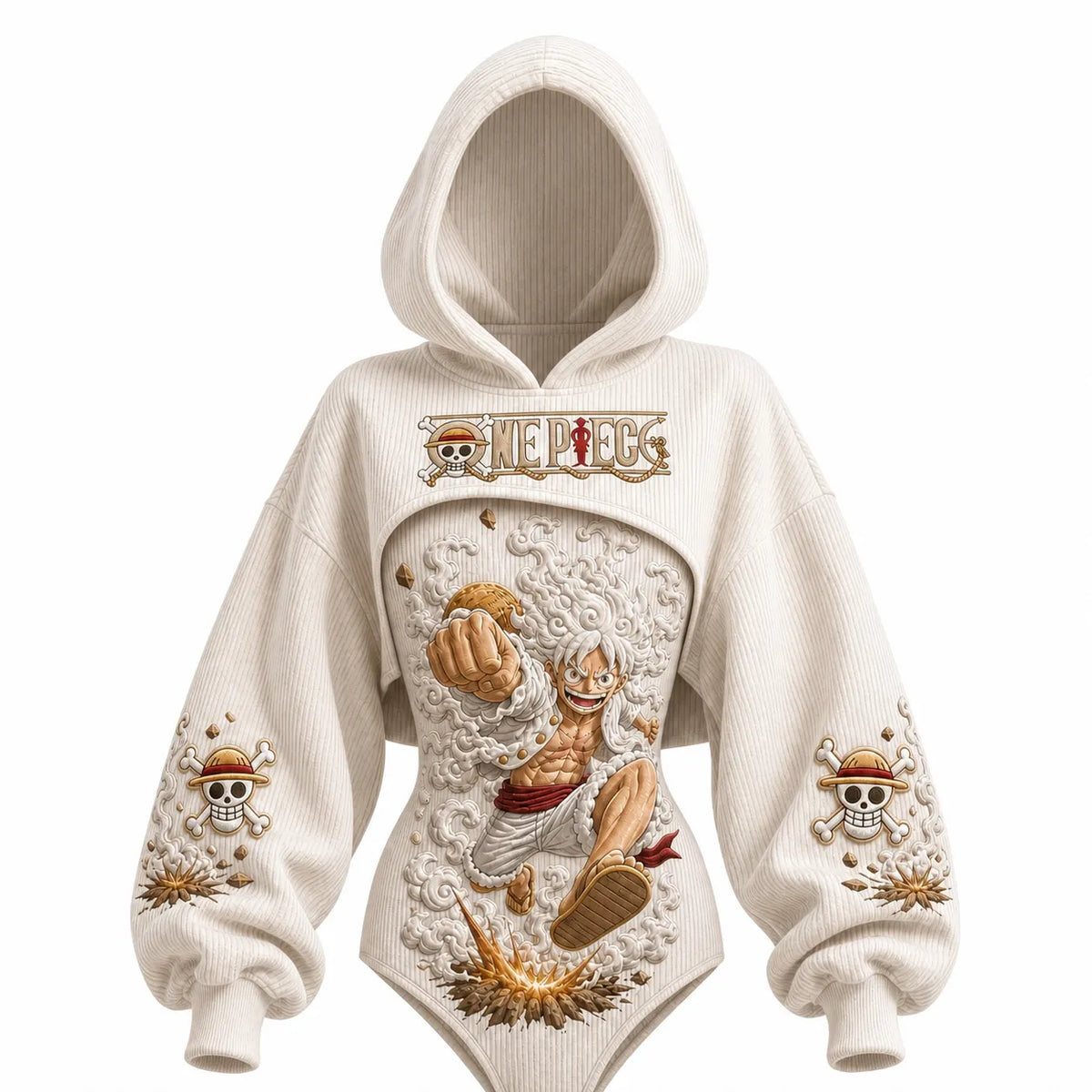 Women's Anime-Print Hooded Romper Set