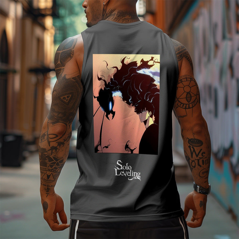 Oversized Anime Print Gym Tank Top